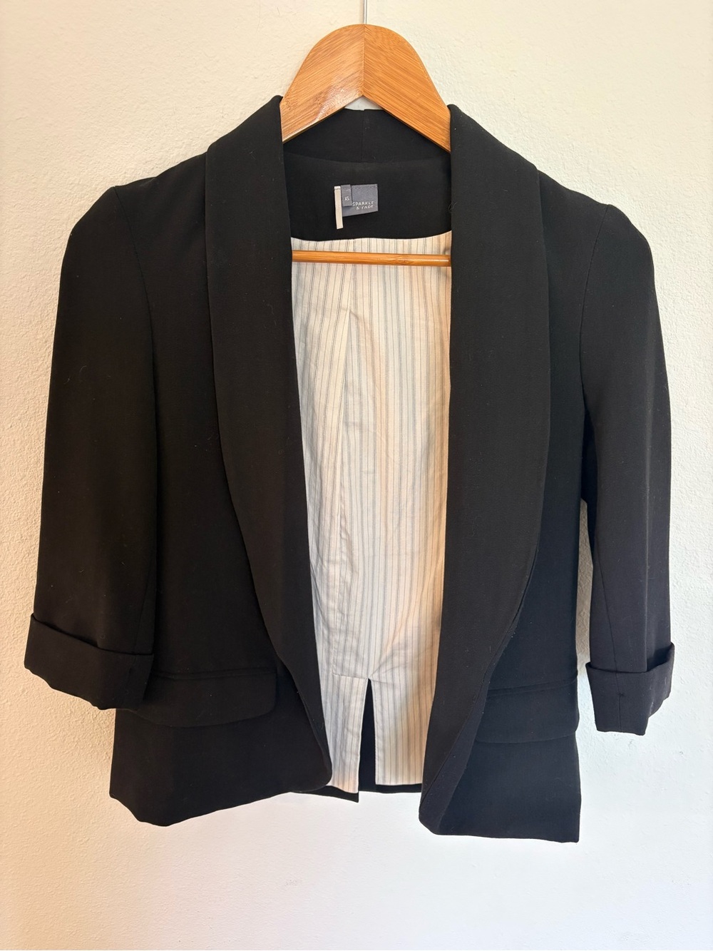 Black Shawl Collar Cropped Blazer - Women